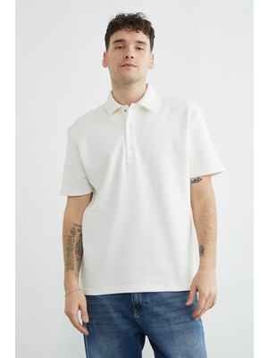 FullaModa Düğmeli Polo Yaka Pike Tişört