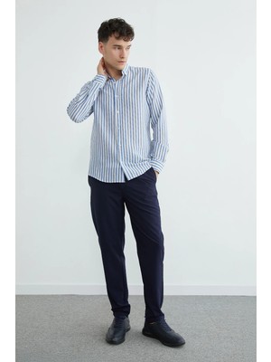 FullaModa Çizgili Gofre Kumaş Gömlek