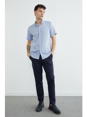 FullaModa Çizgili Kısa Kollu Gömlek