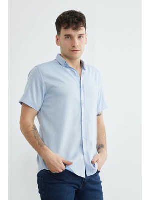 FullaModa Çizgili Kısa Kollu Gömlek