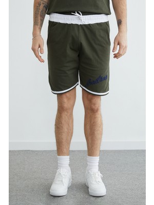 FullaModa Beli Bağlamalı Nakışlı Biye Detaylı Şort