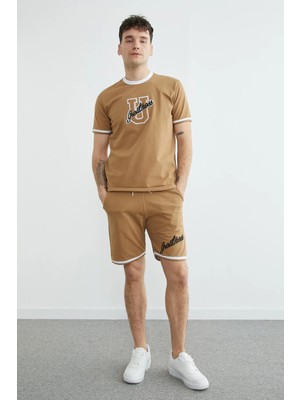 FullaModa Beli Bağlamalı Nakışlı Biye Detaylı Şort