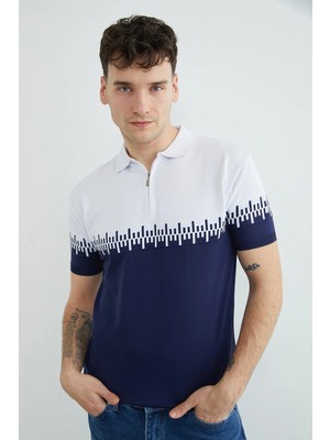 FullaModa Yarım Fermuarlı Polo Yaka Triko Tişört