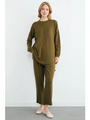 FullaModa Büyük Beden Fullamodest Çimalı Modal 2 Li Takım