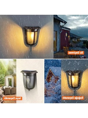 MarkEntegra Güneş Enerjili Hareket Sensörlü Duvar Aplik - Cob LED Işık