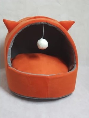 MarkEntegra Yıkanabilir Kedi Köpek Yatağı, Kulaklı, Turuncu, Xl