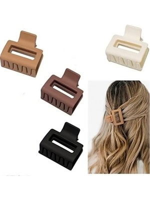 MarkEntegra Kadınlar Için Kahverengi 4'lü Mandal Toka Seti - Toka Organizer