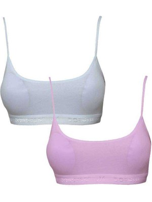Toyigoo Pedli Ip Askılı Beyaz ve Pembe Büstiyer 2 Adet TYG-84037RS