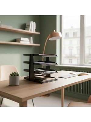 MarkEntegra 4 Katlı Metal Ofis Dosya Rafı - Masa Üstü Organizer