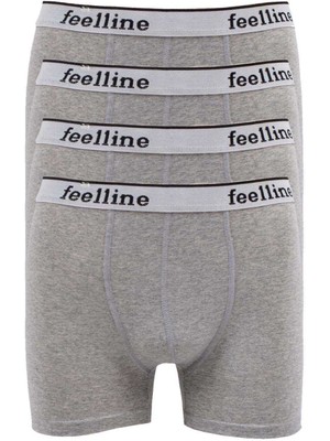 Toyigoo 4 Adet Feelline Gri Pamuklu Doğal Likralı Erkek Boxer TYG-84037RS
