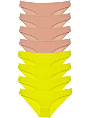 Toyigoo 8 Adet Süper Eko Set Likralı Kadın Slip Külot Sarı Ten TYG-84037RS