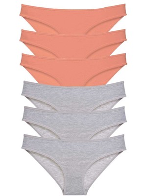 Toyigoo 6 Adet Süper Eko Set Likralı Kadın Slip Külot Pudra Gri TYG-84037RS