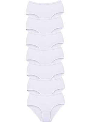 Toyigoo 7 Adet Tutku Kadın Yüksek Bel Bato Kalın Lastik Külot Beyaz TYG-84037RS