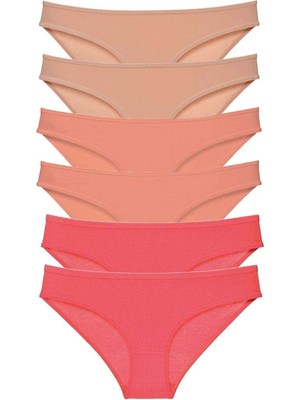 Toyigoo 6 Adet Süper Eko Set Likralı Kadın Slip Külot Ten Pudra Fuşya TYG-84037RS