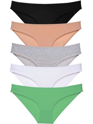 Toyigoo 5 Adet Süper Eko Set Likralı Kadın Slip Külot Siyah Ten Gri Beyaz Yeşil TYG-84037RS