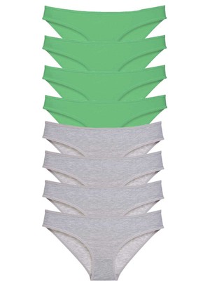 Toyigoo 8 Adet Süper Eko Set Likralı Kadın Slip Külot Yeşil Gri TYG-84037RS