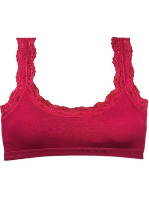 Toyigoo Dantel Nakış Işlemeli Pedli Bambu Kadın Büstiyer Bordo TYG-84037RS