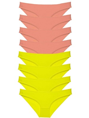 Toyigoo 8 Adet Süper Eko Set Likralı Kadın Slip Külot Sarı Pudra TYG-84037RS