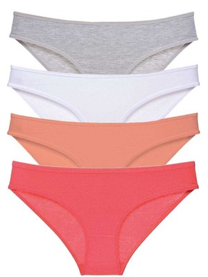 Toyigoo 4 Adet Süper Eko Set Likralı Kadın Slip Külot Gri Beyaz Pudra Fuşya TYG-84037RS