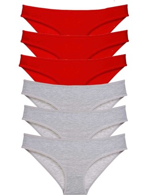 Toyigoo 6 Adet Eko Set Likralı Kadın Slip Külot Kırmızı Gri TYG-84037RS