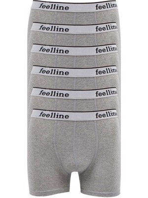 Toyigoo 6 Adet Feelline Gri Pamuklu Doğal Likralı Erkek Boxer TYG-84037RS