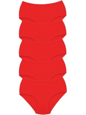 Toyigoo 5 Adet Tutku Kadın Yüksek Bel Bato Kalın Lastik Külot Kırmızı TYG-84037RS