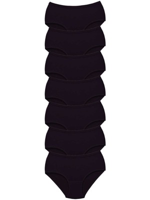 Toyigoo 7 Adet Tutku Kadın Yüksek Bel Bato Kalın Lastik Külot Siyah TYG-84037RS