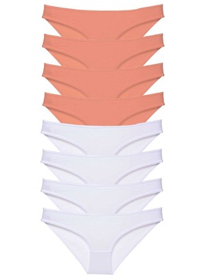 Toyigoo 8 Adet Eko Set Likralı Kadın Slip Külot Pudra Beyaz TYG-84037RS