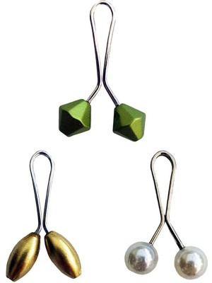 Toyigoo 3 Adet Tesettür Eşarp ve Şal Klipsi Sarı Inci Beyaz Yeşil TYG-84037RS