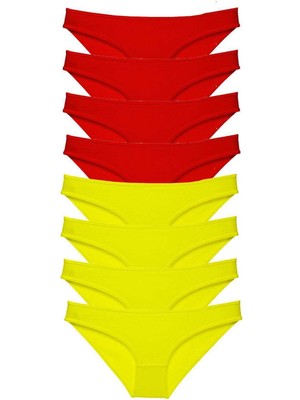 Toyigoo 8 Adet Süper Eko Set Likralı Kadın Slip Külot Sarı Kırmızı TYG-84037RS