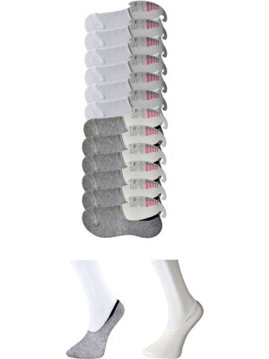Toyigoo Gri ve Beyaz Kadın Babet Çorap 12 Çift TYG-84037RS