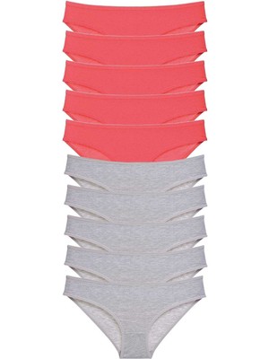 Toyigoo 10 Adet Süper Eko Set Likralı Kadın Slip Külot Fuşya Gri TYG-84037RS