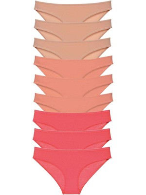 Toyigoo 9 Adet Süper Eko Set Likralı Kadın Slip Külot Ten Pudra Fuşya TYG-84037RS