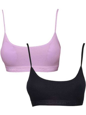 Toyigoo Pedli Ip Askılı Pembe ve Siyah Büstiyer 2 Adet TYG-84037RS