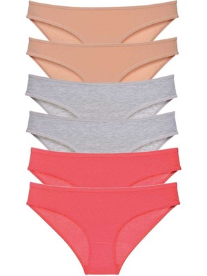 Toyigoo 6 Adet Süper Eko Set Likralı Kadın Slip Külot Ten Gri Fuşya TYG-84037RS