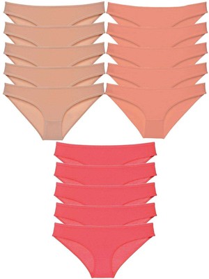 Toyigoo 15 Adet Süper Eko Set Likralı Kadın Slip Külot Ten Pudra Fuşya TYG-84037RS