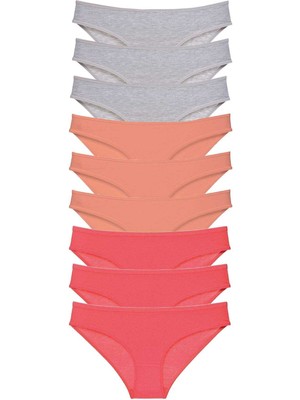 Toyigoo 9 Adet Süper Eko Set Likralı Kadın Slip Külot Gri Pudra Fuşya TYG-84037RS