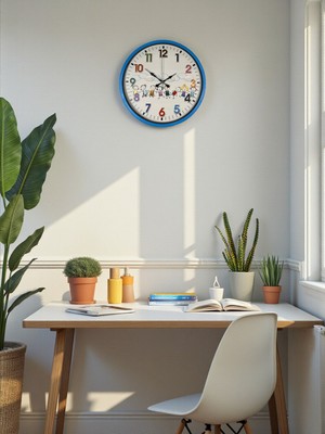 Toyigoo 36 cm Mavi Çocuk Odası Duvar Saati TYGRSYT9573
