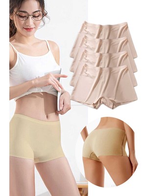 Toyigoo 4 Adet Kadın Dikişsiz Görünmez Iz Yapmaz Mini Şort Boxer Ten TYG-84037RS