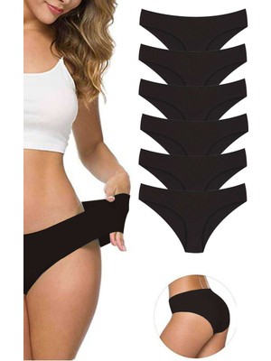 Toyigoo 6 Adet Kadın Dikişsiz Lazer Kesim Esnek Iz Yapmayan Külot Siyah TYG-84037RS