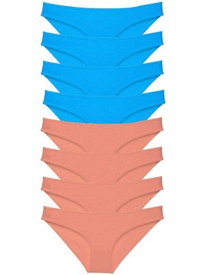 Toyigoo 8 Adet Süper Eko Set Likralı Kadın Slip Külot Pudra ve Mavi TYG-84037RS