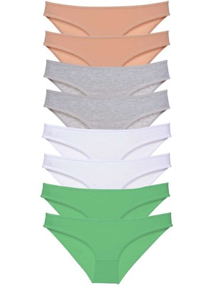 Toyigoo 8 Adet Süper Eko Set Likralı Kadın Slip Külot Ten Gri Beyaz Yeşil TYG-84037RS