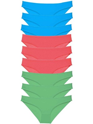 Toyigoo 9 Adet Süper Eko Set Likralı Kadın Slip Külot Yeşil Fuşya Mavi TYG-84037RS