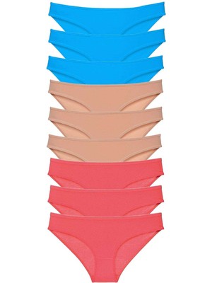 Toyigoo 9 Adet Süper Eko Set Likralı Kadın Slip Külot Fuşya Ten Mavi TYG-84037RS