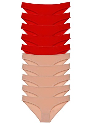 Toyigoo 10 Adet Eko Set Likralı Kadın Slip Külot Kırmızı Ten TYG-84037RS