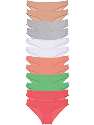 Toyigoo 12 Adet Süper Eko Set Likralı Kadın Slip Külot Set 6 TYG-84037RS