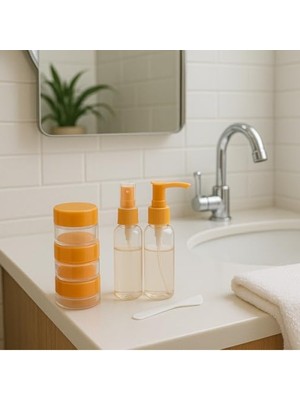 MarkEntegra Seyahat Için Uygun 9 Parça Kozmetik Seti - Şişe, Krem Kabı ve Huni