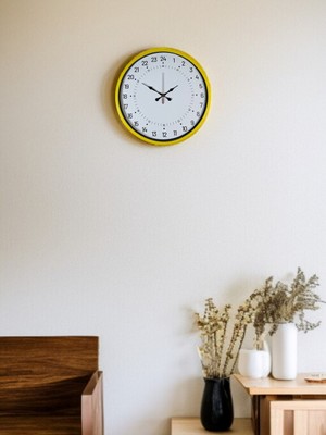 Toyigoo 36 cm Sarı 24 Saat Göstergeli Özel Tasarım Duvar Saati TYGRSYT9573