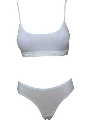 Toyigoo Pedli Ip Askılı Yarım Atlet Büstiyer Külot Takım Beyaz TYG-84037RS