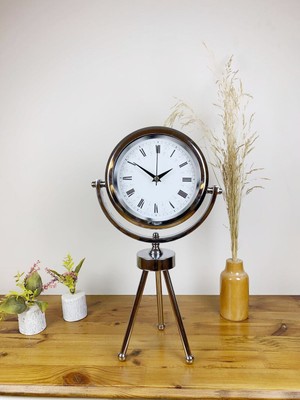 Toyigoo Krom Metal Mini Tripod Desenli Roma Rakamlı Masa Saati TYGRSYT9573